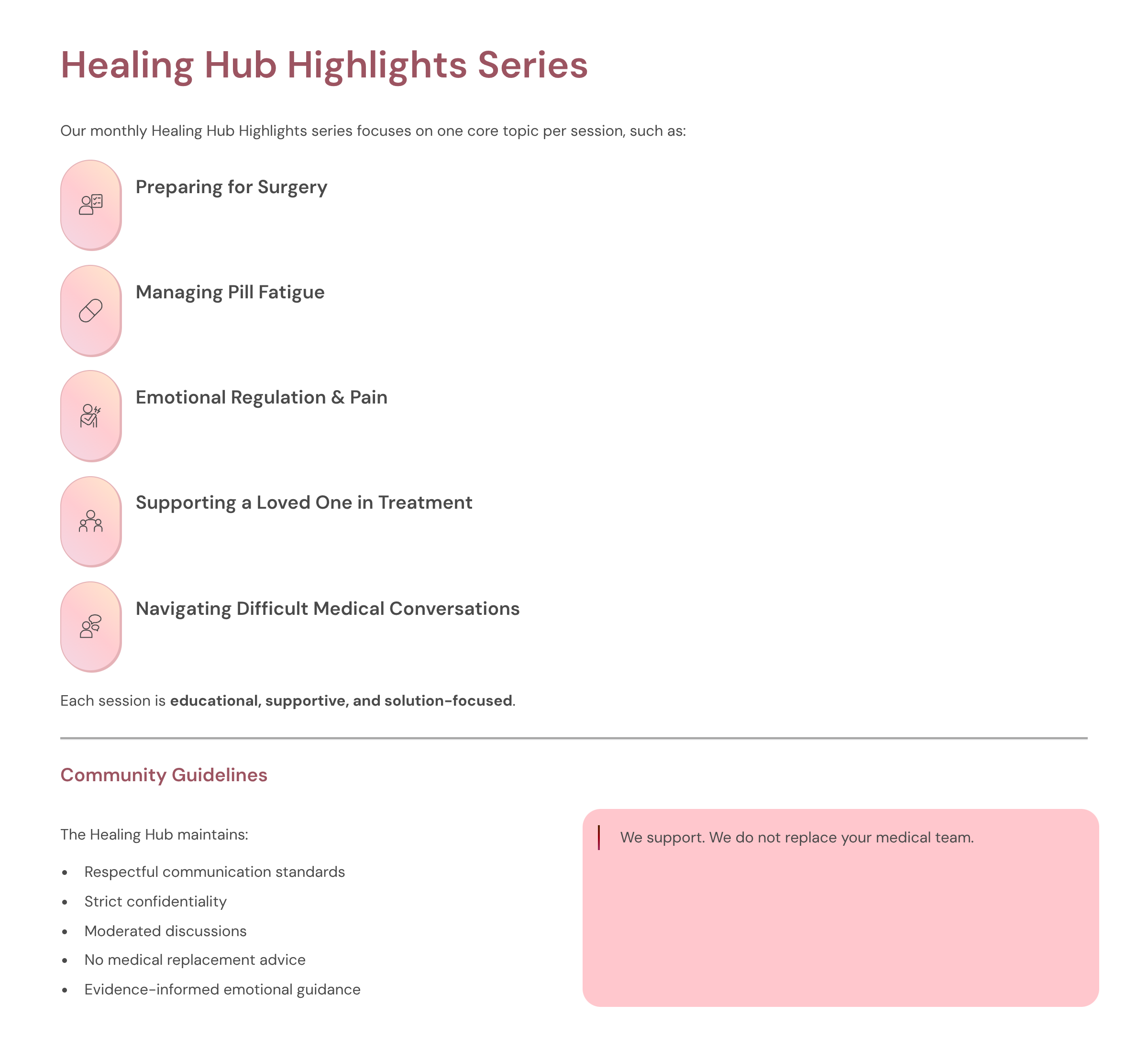 Healing Hub Highlights Series graphic
